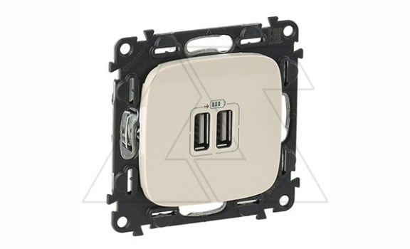 Valena Allure - Зарядное устройство с 2-мя USB Type A, 240V/5V, 1500мА, слоновая кость (инд.упак) фото
