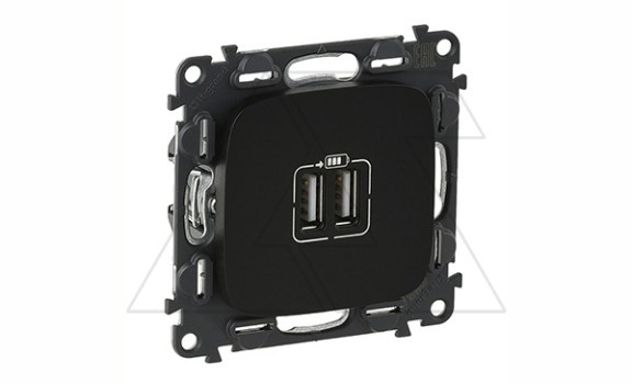 Valena Allure - Зарядное устройство с двумя USB Type A, 240V/5V, 1500мА, антрацит (инд. упаковка) фото