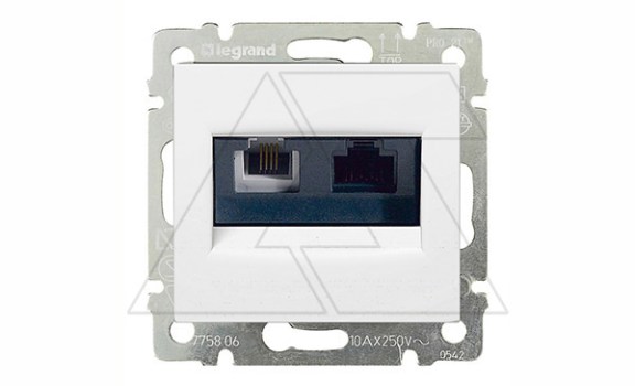 Valena - Розетка двойная RJ 45 кат. 5е UTP + RJ 11, белая фото