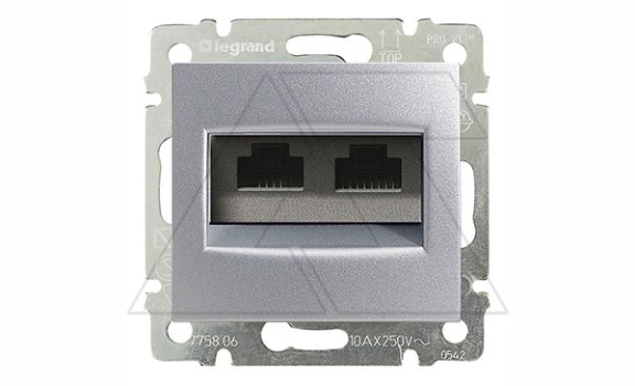 Valena - Розетка 2хRJ-45 UTP CAT5E монтаж на винтах, алюминий фото