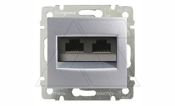 Valena - Розетка 2хRJ-45 UTP CAT6 монтаж на захватах, алюминий фото