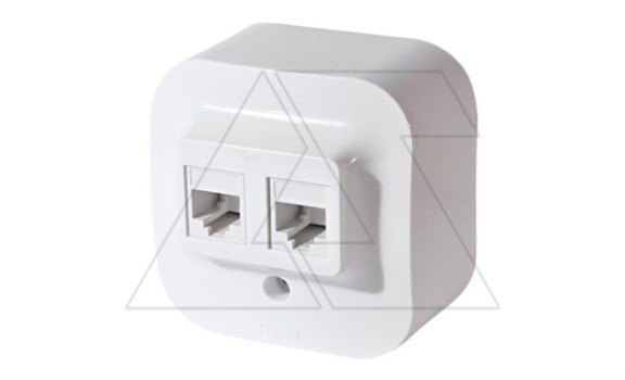 Quteo - Розетка двойная RJ11+RJ45 5E UTP, накладной монтаж, белая фото
