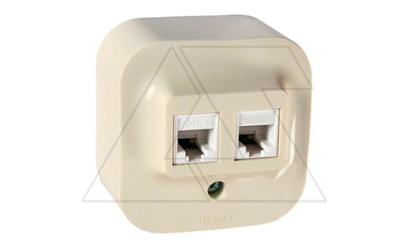 Quteo - Розетка двойная RJ11+RJ45 5E UTP, накладной монтаж, сл. кость фото