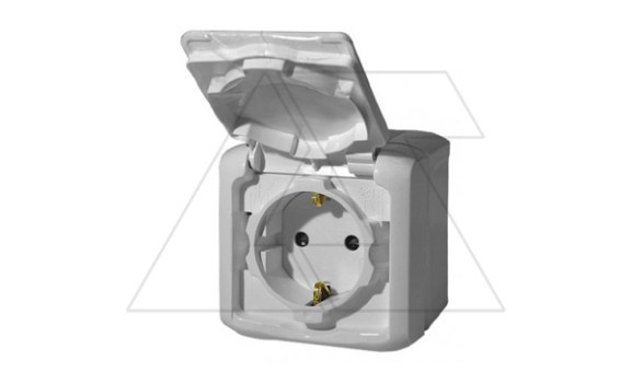 Quteo - Розетка 2P+E IP44, накладной монтаж, защ. шторки, винт. зажимы, серый фото