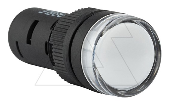 Индикатор светодиодный моноблочный AD16-16C, белый, LED 220VAC/DC, 16mm, IP50 фото
