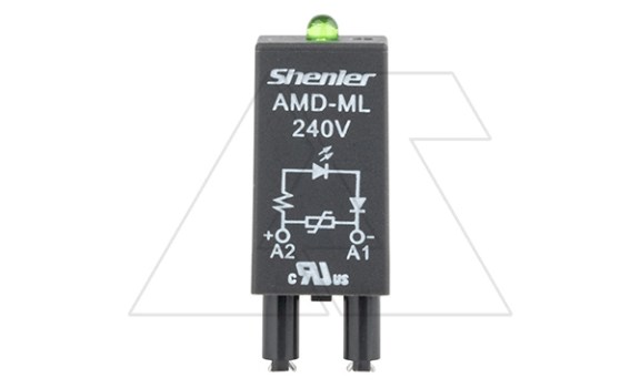 Модуль AMD-ML, варистор + зеленый LED, 240VAC/DC, поляризация -А1/+А2, черный, для SRU, SKF14, SKC, SKB, STB, SRC*-E, SRB, GZT, GZM, GZS, GZMB, ES32 фото