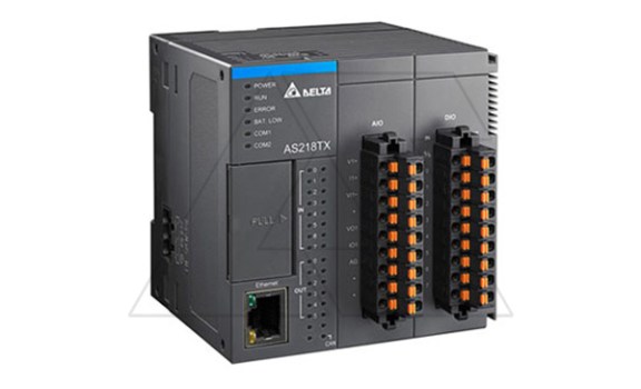 Программируемый логический контроллер AS218TX-A, 8DI, 6TO(NPN), 2AI, 2AO, 24VDC, 64K шагов, 2xRS485, USB, microSD, CANopen, Ethernet фото