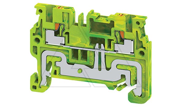 Клемма защитного проводника CPG1.5 /3,5x45,3mm, push-in, 2 присоед., 1,5(max 2,5)mm2, желто-зеленая фото