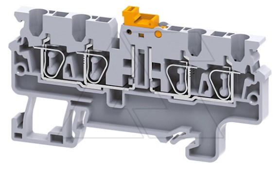 Клемма с ножевым размыкателем CXK2.5/4 /5x74,7mm, пружинная, 4 присоед., 2,5(max 4)mm2, 20A, 1000V, серая фото