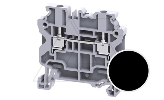 Клемма проходная CY2.5BK /5x50mm, винтовая, 2 присоед., 2,5(max 4)mm2, 24A, 1000V, черная фото