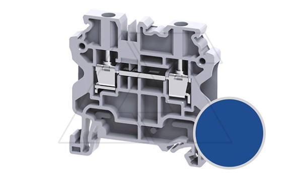 Клемма проходная CY4BU /6x50mm, винтовая, 2 присоед., 4(max 6)mm2, 32A, 1000V, синяя фото