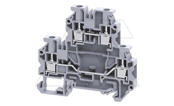 Клемма двухъярусная CYDL4 /6x70,5mm, винтовая, 4 присоед., 4(max 6)mm2, 32A, 800V, серая фото