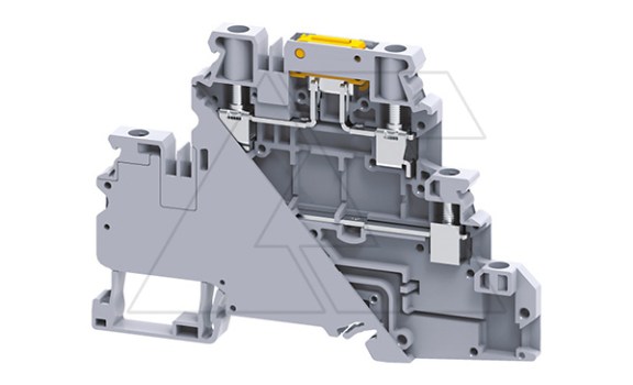 Клемма двухъярусная с ножевым размыкателем CYDLK4 /6x94,5mm, винтовая, 4 присоед., 4(max 6)mm2, 20/32A, 630V, серая фото