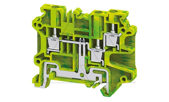 Клемма защитного проводника CYG4/3 /6x58,8mm, винтовая, 3 присоед., 4(max 6)mm2, желто-зеленая фото