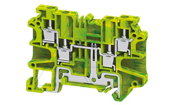 Клемма защитного проводника CYG4/4 /6x69,7mm, винтовая, 4 присоед., 4(max 6)mm2, желто-зеленая фото
