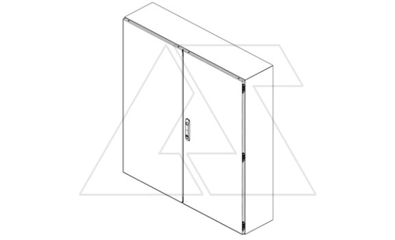 Щит DM моноблочный 1200x1000x300мм (ВхШхГ) навесной с монт. панелью, 2 глухие двери, ригельный замок, 6 петель, RAL7035, IP54 фото