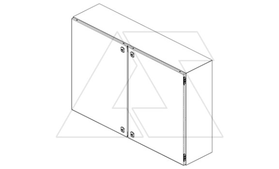Щит DM моноблочный 600x800x300мм (ВхШхГ) навесной с монт. панелью, 2 глухих двери, 2 замка, 4 петли, RAL7035, IP54 фото