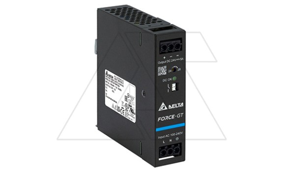 Блок питания импульсный Force-GT, 120W, 5А, 90_264VAC / 24VDC, DIN35, реле DC OK, винт.клеммы, ал.корпус фото