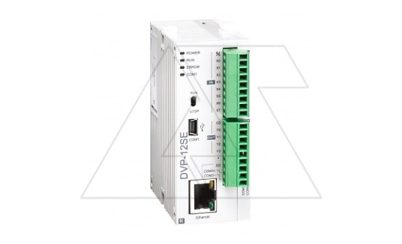 Программируемый логический контроллер DVP12SE11T, 8DI, 4TO, 24VDC, 16K шагов, RS485, USB, Ethernet фото