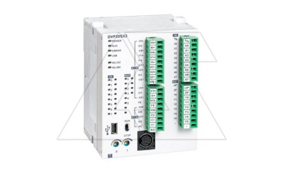 Программируемый логический контроллер DVP20SX211T, 8DI, 6TO(NPN), 4AI, 2AO, 24VDC, 16K шагов, RS232, RS485, USB фото