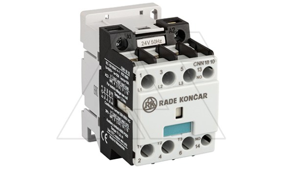 Контактор CNN 18 10 24V 50Hz, 3P, 18A/(30A по AC-1), 7.5kW(400VAC), 24VAC, 1NO фото