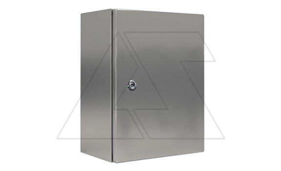 Щит ECOR моноблочный 1400x800x300мм (ВxШxГ) из нерж. стали навесной с монт. панелью однодверный, ригельный замок, дно глухое, IP66 фото