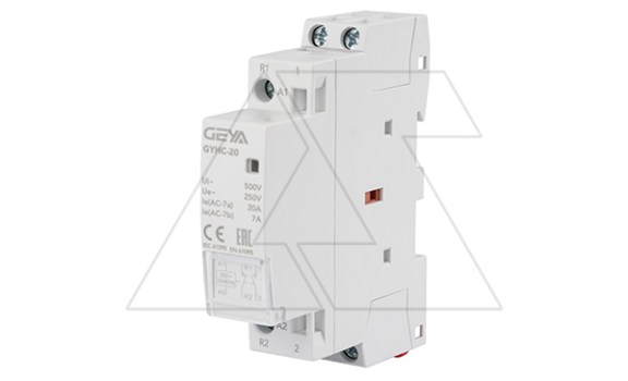 Контактор модульный GYHC-2P, 20A, 1NO+1NC, 230VAC, 1M фото