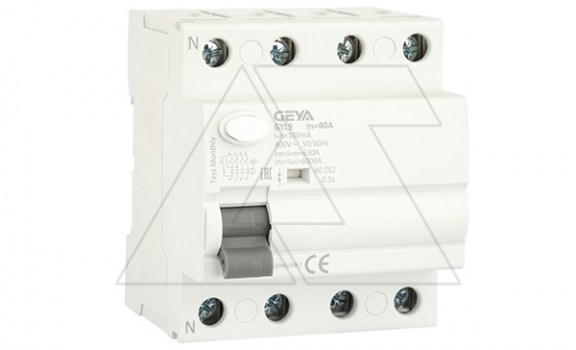 УЗО GYL9-4P-40A-100mA, 4P, 40A, 6 kA, 100mA, тип AC, 4M фото