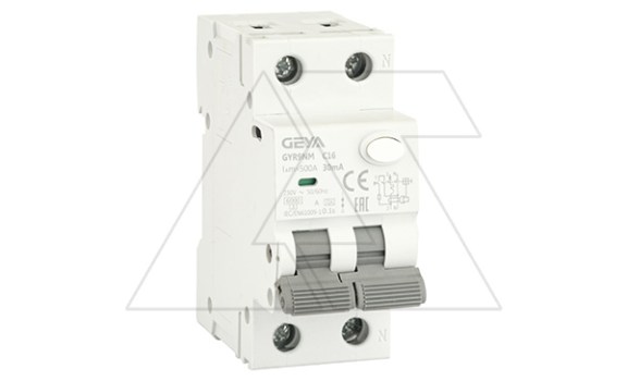 Дифф. авт. выключатель GYR9NM-C16-30mA, 1P+N, 16A, хар-ка C, 6 kA, 30mA, тип A, 2M фото