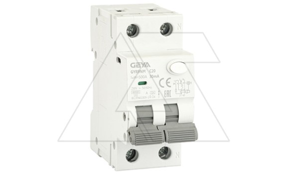 Дифф. авт. выключатель GYR9NM-C20-30mA, 1P+N, 20A, хар-ка C, 6 kA, 30mA, тип A, 2M фото