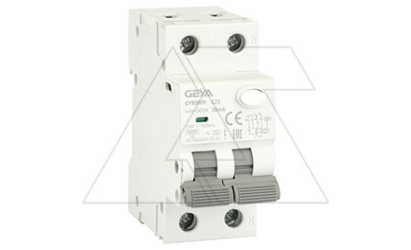 Дифф. авт. выключатель GYR9NM-C25-30mA, 1P+N, 25A, хар-ка C, 6 kA, 30mA, тип A, 2M фото