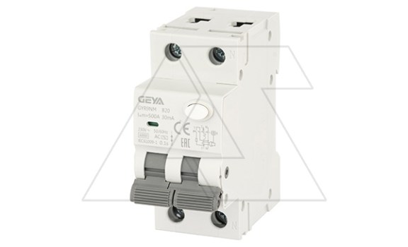 Дифф. авт. выключатель GYR9NM-B20-30mA, 1P+N, 20A, хар-ка B, 6 kA, 30mA, тип AC, 2M фото