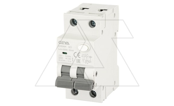 Дифф. авт. выключатель GYR9NM-B25-30mA, 1P+N, 25A, хар-ка B, 6 kA, 30mA, тип AC, 2M фото