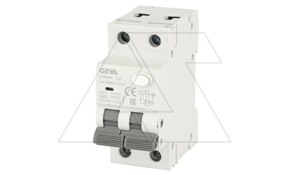 Дифф. авт. выключатель GYR9NM-C13-30mA, 1P+N, 13A, хар-ка C, 6 kA, 30mA, тип AC, 2M фото