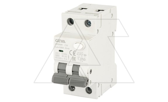 Дифф. авт. выключатель GYR9NM-C16-30mA, 1P+N, 16A, хар-ка C, 6 kA, 30mA, тип AC, 2M фото