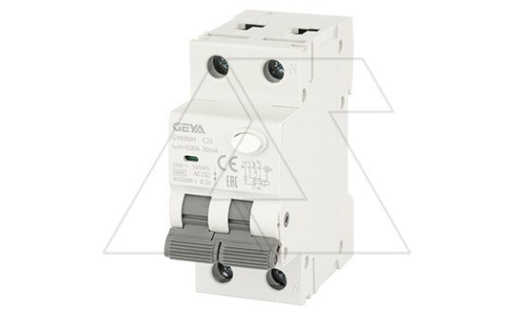 Дифф. авт. выключатель GYR9NM-C20-30mA, 1P+N, 20A, хар-ка C, 6 kA, 30mA, тип AC, 2M фото
