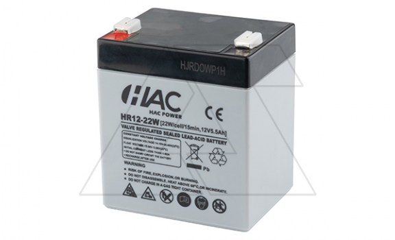 Батарея аккумуляторная HAC HR12-22W, F2, 12V/5.5Ah, 90х70х101(107) ДхШхВ, 1.6 кг, 8 лет фото