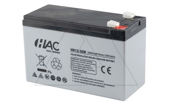 Батарея аккумуляторная HAC HR12-36W, F2, 12V/9Ah, 151х65х94(100) ДхШхВ, 2.5 кг, 8 лет фото