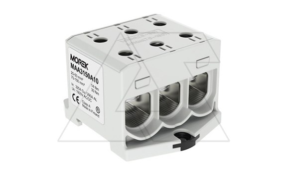 Клемма Morek OTL150-3 серая, 3xAl/Cu 25_150mm², 320(CU)/290(AL)A на клемму, 1000V, винтовые зажимы фото