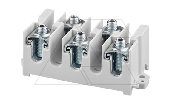 Моноблок для пятижильного кабеля Morek MAB16x5 серый, 5P(3P+N+PE), 5x2,5_16mm² Cu, 5x124A, 690V фото
