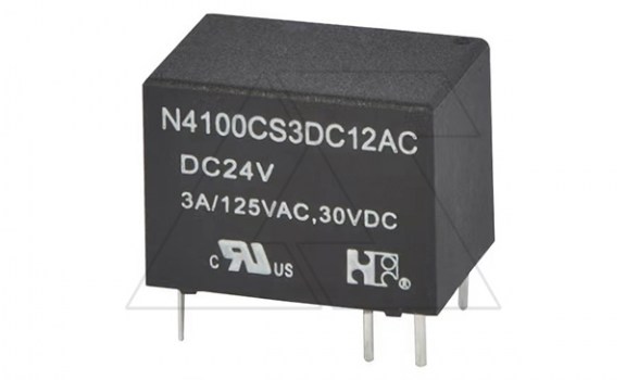 Реле N4100CHS3DC12AC, 1CO, 3A(125VAC/30VDC), 12VDC, Ag, для печатных плат, IP67 фото