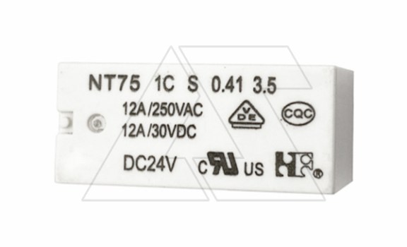 Реле NT75 1C S 0.41 3.5 12 DC24V, 12А(250VAC/30VDC), 1CO, AgSnO2, 24VDC, растр 3.5mm, IP67 фото
