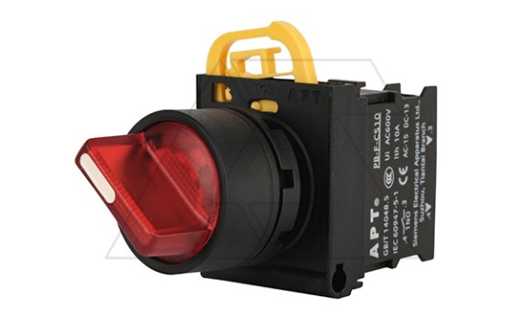 Переключатель PB3E, красный, 0-I, фиксация, 1NO, 6A 230VAC/24VDC, с подсветкой без LED, 22mm, IP65 фото