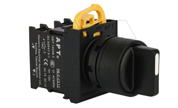 Переключатель PB3E, черный, I-0<-II, возврат, 2NO, 6A 230VAC/24VDC, без подсветки, 22mm, IP65 фото