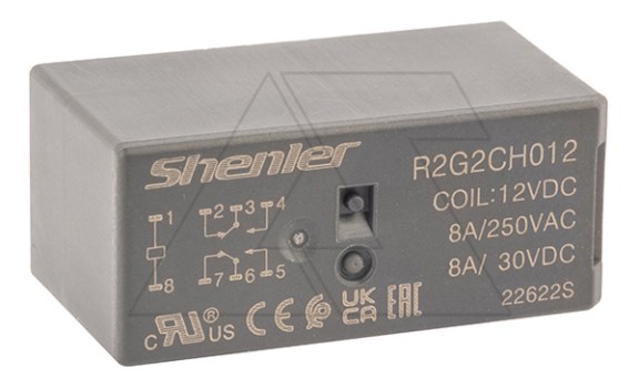Реле R2G2CH012, 2CO, 8A(250VAC/30VDC), 12VDC, растр. 5mm, IP50 фото