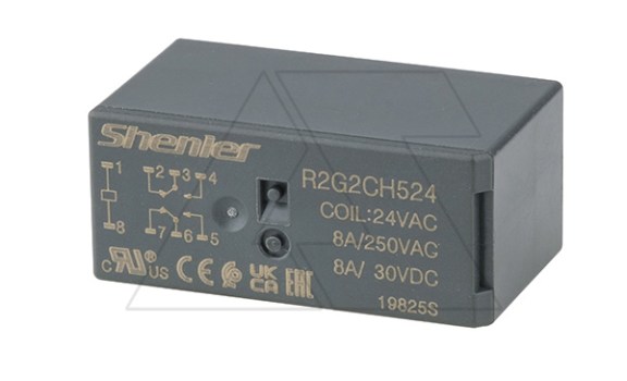 Реле R2G2CH524, 2CO, 8A(250VAC/30VDC), 24VAC, растр. 5mm, IP50 фото