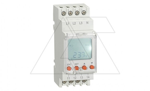 Реле контроля напр. RD-MVS3N, 3P+N L-N 125_300VAC, 2CO, 8A(250VAC), обрыв, черед., Umin+Umax, асимметр., 0.1_30s, LCD, 2M фото