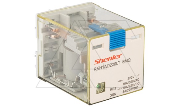 Реле REH1AO220LTSMQ, 1NO, 16A(400VAC)/ 10A(220VDC), 220VDC(0,65Un) RZA, тест-кнопка, LED, магнит фото