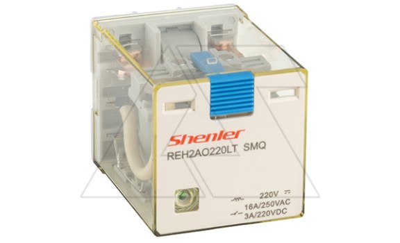 Реле REH2AO220LTSMQ, 2NO, 16A(400VAC)/ 10A(220VDC), 220VDC(0,65Un) RZA, тест-кнопка, LED, магнит фото