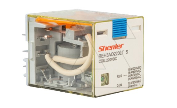 Реле REH3AO220LTS, 3NO, 16A(400VAC)/ 10A(220VDC), 220VDC, мех. инд., тест-кнопка, LED, магнит фото